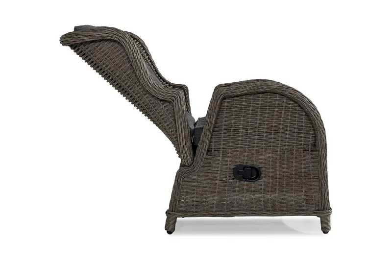 Marcus Caféset med 2 Reclinerfåtöljer Utomhus m Dyna - Grå - Utemöbler - Balkong - Balkongmöbler - Balkonggrupper