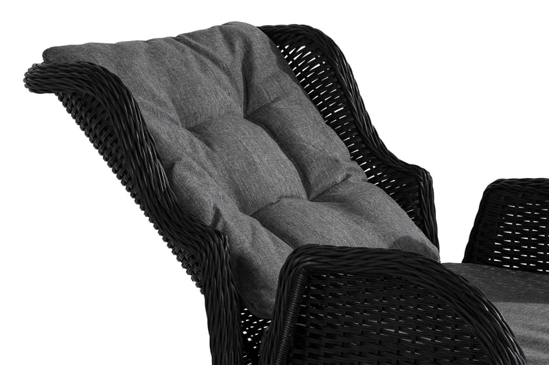 Marcus Caféset med 2 Reclinerfåtöljer Utomhus m Dyna - Svart - Utemöbler - Balkong - Balkongmöbler - Balkonggrupper