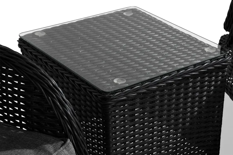 Marcus Caféset med 2 Reclinerfåtöljer Utomhus m Dyna - Svart - Utemöbler - Balkong - Balkongmöbler - Balkonggrupper