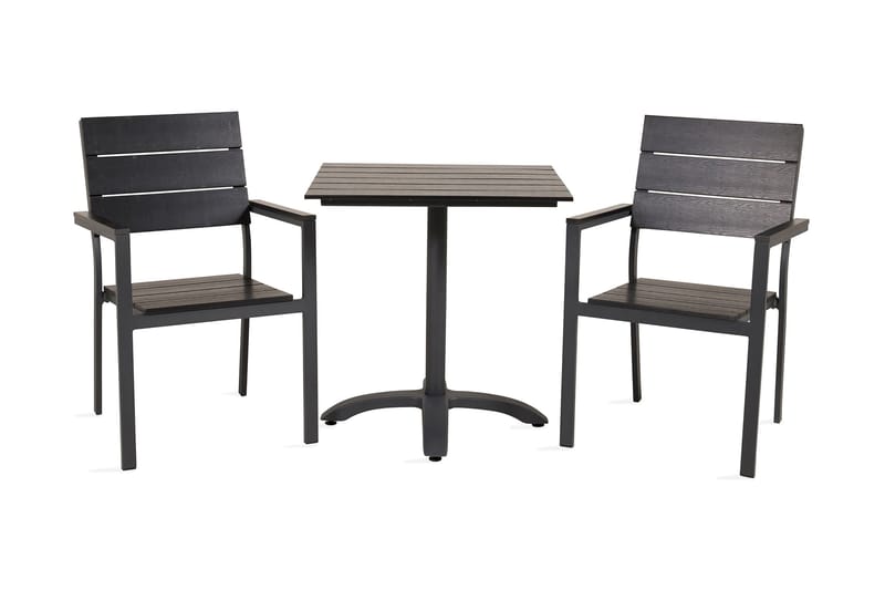 NORFOLK Cafégrupp + 2 KONOB Stolar Svart - Utemöbler - Utegrupp - Caféset