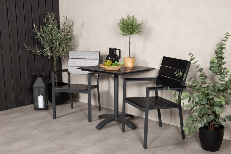 Norfolk Cafégrupp inkl 2 Konob Stolar - Svart - Utemöbler - Balkong - Balkongmöbler - Balkonggrupper