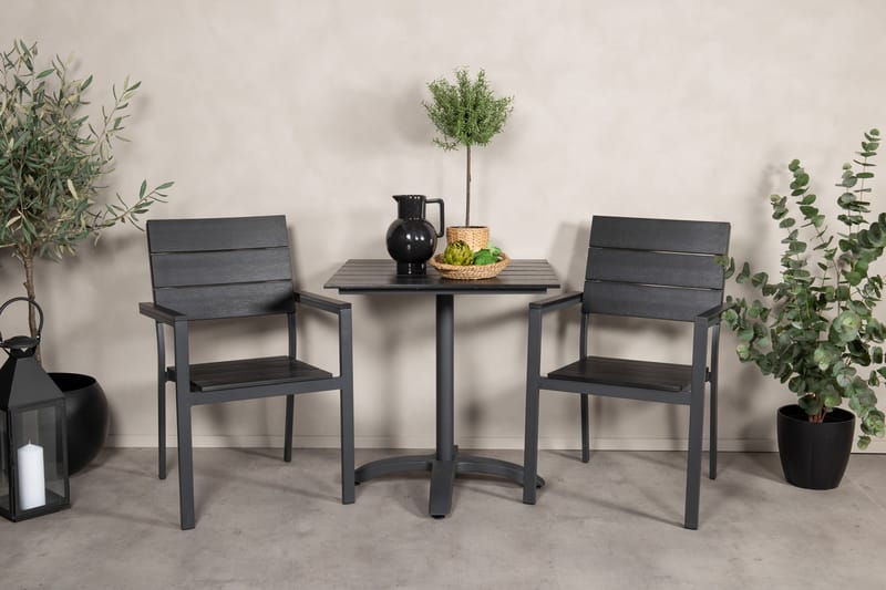 Norfolk Cafégrupp inkl 2 Konob Stolar - Svart - Utemöbler - Balkong - Balkongmöbler - Balkonggrupper