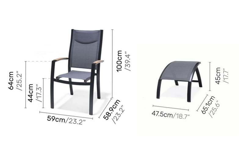 PANAMA Caféset 50x50 cm + 2 Utestolar Grå - Lifestyle Garden - Utemöbler - Balkong - Balkongmöbler - Balkonggrupper