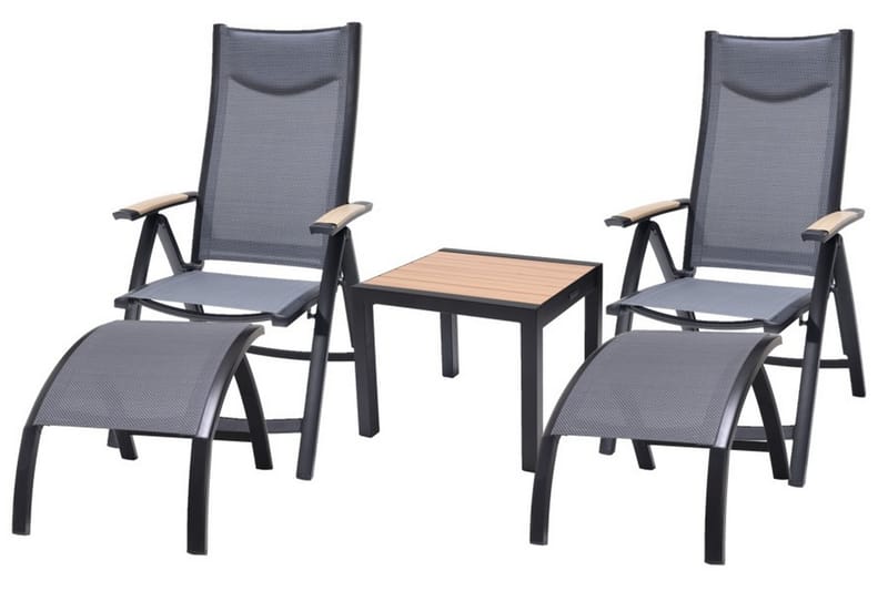 PANAMA Caféset 50x50 cm + 2 Utestolar Svart - Lifestyle Garden - Utemöbler - Balkong - Balkongmöbler - Balkonggrupper