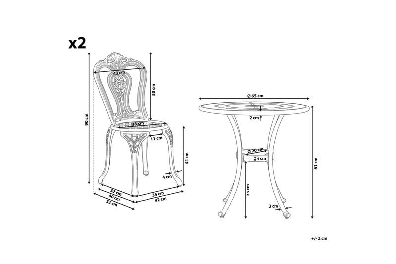 Radogna Balkongset 65 cm + 2 Utestolar - Brun - Utemöbler - Balkong - Balkongmöbler - Balkonggrupper