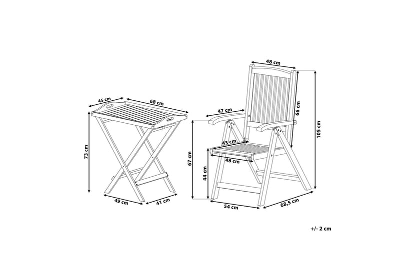 Riliegh Balkongset 68 cm + 2 Utestolar - Grafitgrå - Utemöbler - Balkong - Balkongmöbler - Balkonggrupper