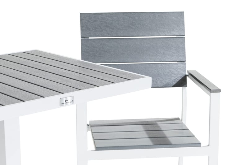 Tunis Caféset 70x70 + 2 Stapelstolar - Vit/Grå - Utemöbler - Balkong - Balkongmöbler - Balkonggrupper