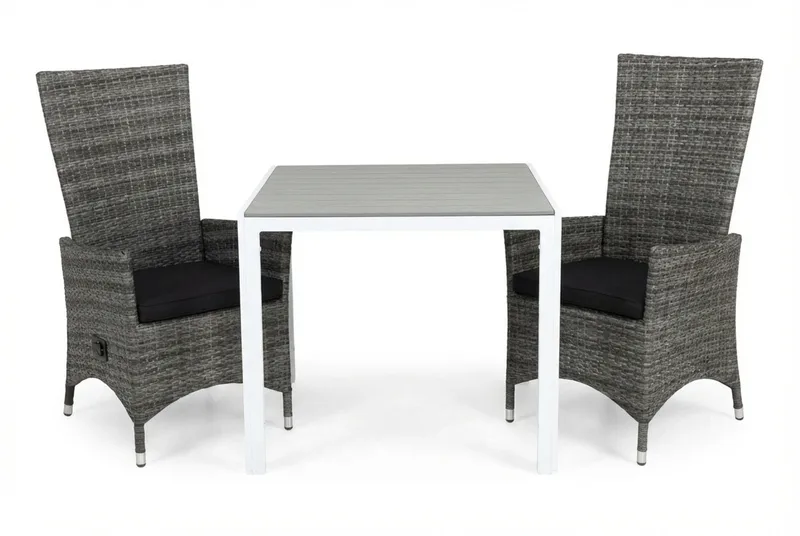 Tunis Matgrupp 90 + 2 Jenny Ställbar Fåtölj m Dyna, Vit/Grå/Svart