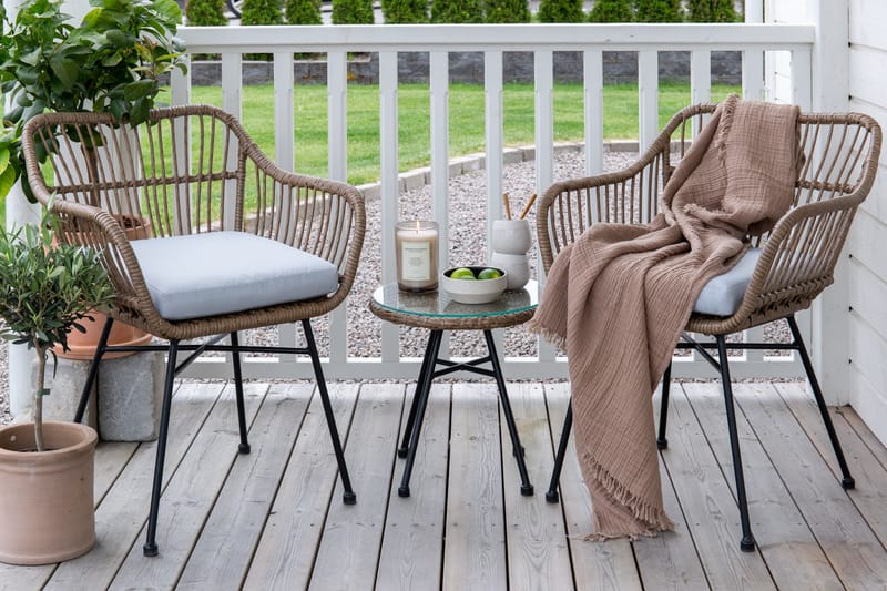 VIGA Balkonggrupp 2-sits Svart - Venture Home - Utemöbler - Balkong - Balkongmöbler - Balkonggrupper
