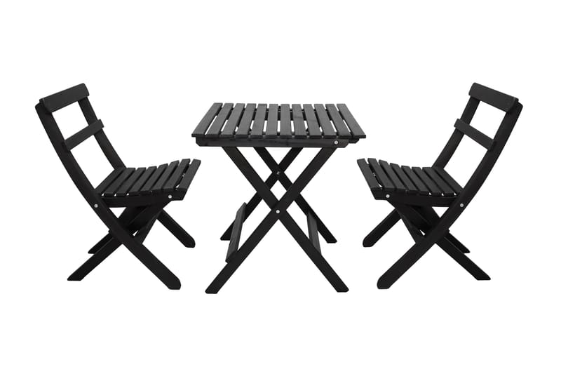 Wilma Caféset 65x65 cm + 2 Utestolar Grå/Vit - Baltic Garden - Utemöbler - Balkong - Balkongmöbler - Balkonggrupper