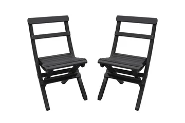 Wilma Caféset 65x65 cm + 2 Utestolar Grå/Vit - Baltic Garden - Utemöbler - Balkong - Balkongmöbler - Balkonggrupper