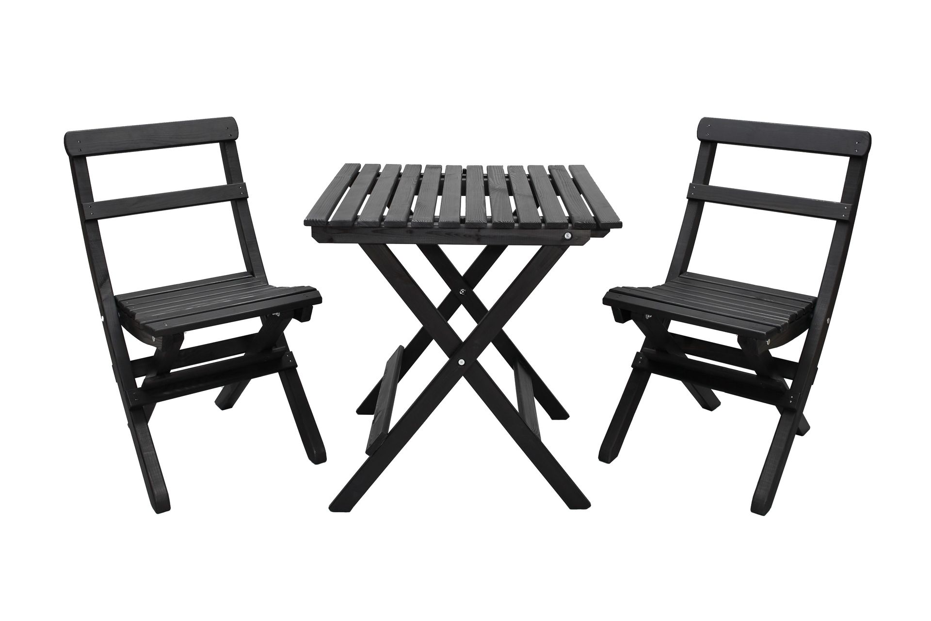 WILMA Caféset 65x65 cm + 2 Utestolar Grå/Vit - Baltic Garden - Utemöbler - Balkong - Balkongmöbler - Balkonggrupper