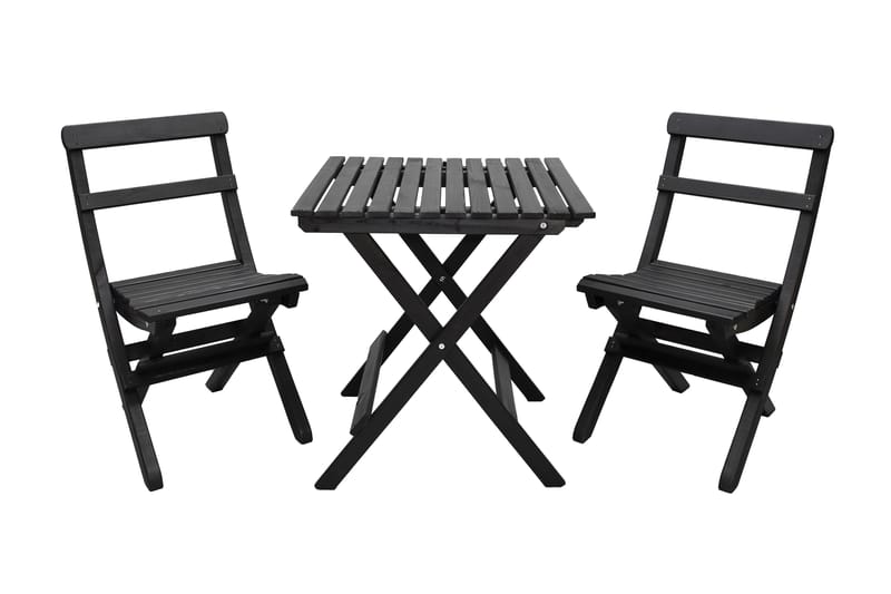 WILMA Caféset 65x65 cm + 2 Utestolar Grå/Vit - Baltic Garden - Utemöbler - Balkong - Balkongmöbler - Balkonggrupper
