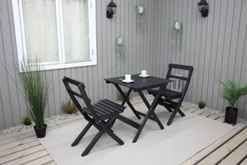 WILMA Caféset 65x65 cm + 2 Utestolar Grå/Vit - Baltic Garden - Utemöbler - Balkong - Balkongmöbler - Balkonggrupper