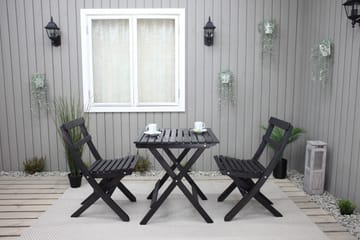 WILMA Caféset 65x65 cm + 2 Utestolar Grå/Vit - Baltic Garden - Utemöbler - Balkong - Balkongmöbler - Balkonggrupper