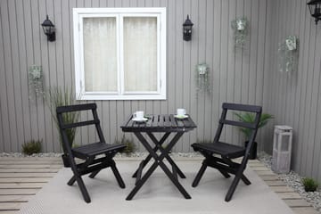 WILMA Caféset 65x65 cm + 2 Utestolar Grå/Vit - Baltic Garden - Utemöbler - Balkong - Balkongmöbler - Balkonggrupper
