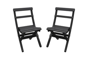 WILMA Caféset 65x65 cm + 2 Utestolar Grå/Vit - Baltic Garden - Utemöbler - Balkong - Balkongmöbler - Balkonggrupper