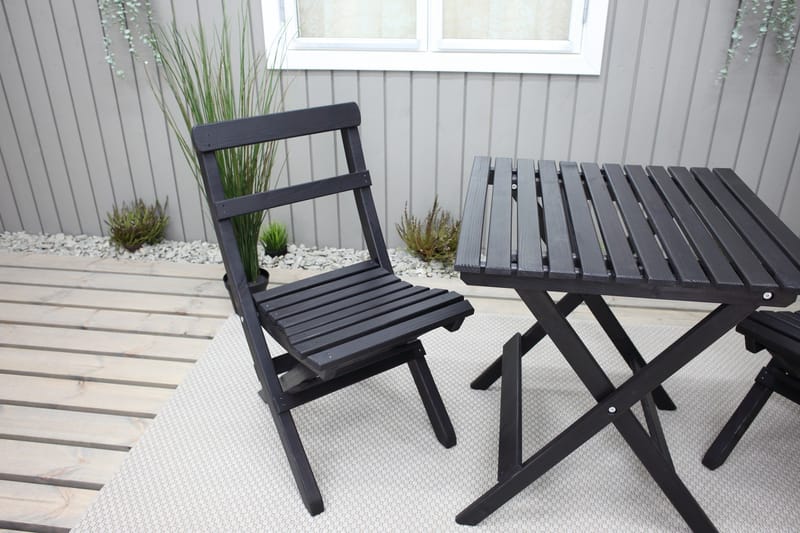 Wilma Caféset 65x65 cm + 2 Utestolar Grå/Vit - Baltic Garden - Utemöbler - Balkong - Balkongmöbler - Balkonggrupper