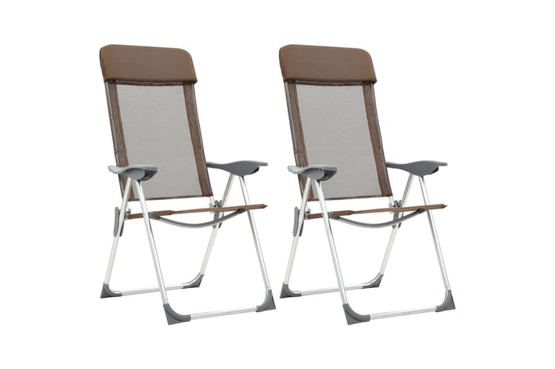 Hopfällbara campingstolar 2 st aluminium brun - Brun - Utemöbler - Balkong - Balkongmöbler - Balkongstolar