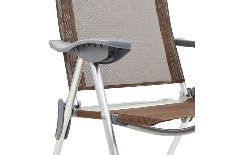 Hopfällbara campingstolar 2 st aluminium brun - Brun - Utemöbler - Balkong - Balkongmöbler - Balkongstolar