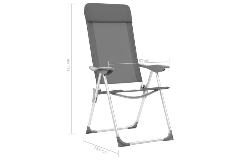 Hopfällbara campingstolar 4 st aluminium grå - Grå - Utemöbler - Balkong - Balkongmöbler - Balkongstolar