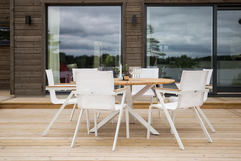 Mexico Karmstol Utomhus Stapelbar - Vit - Utemöbler - Balkong - Balkongmöbler - Balkongstolar