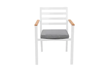 Oliver Karmstol Utomhus m Dyna - Vit/Teak/Gr å - Utemöbler - Balkong - Balkongmöbler - Balkongstolar