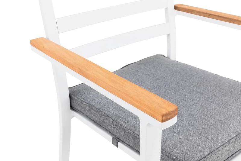 Oliver Karmstol Utomhus m Dyna - Vit/Teak/Grå - Utemöbler - Balkong - Balkongmöbler - Balkongstolar