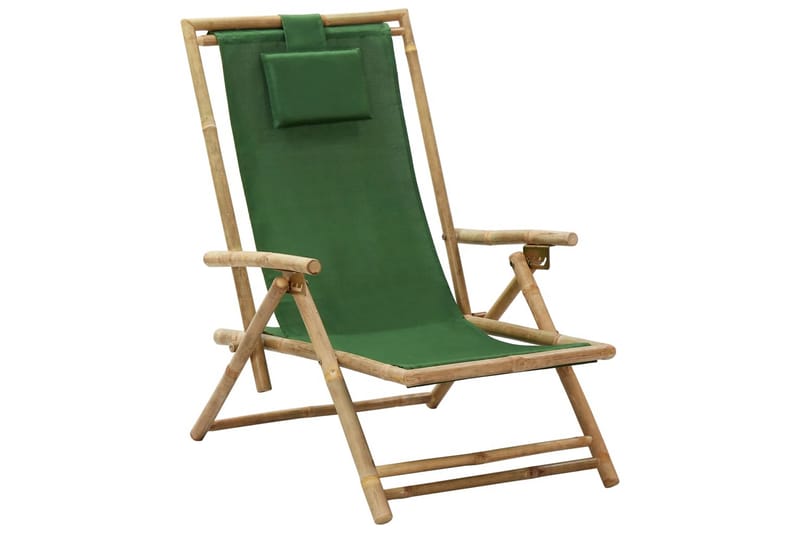 Reclinerstol grön bambu och tyg - Grön - Utemöbler - Utestolar & fåtöljer - Solstol