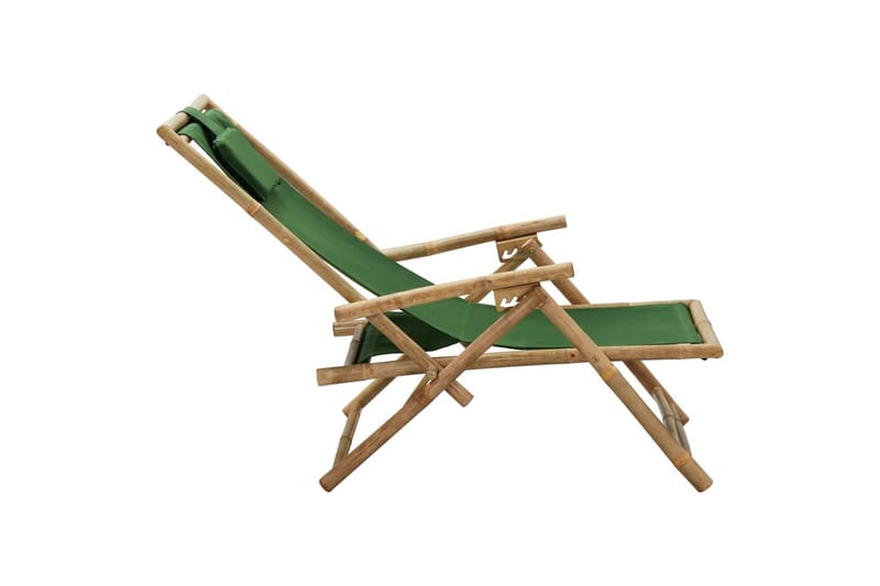 Reclinerstol grön bambu och tyg - Grön - Utemöbler - Utestolar & fåtöljer - Solstol