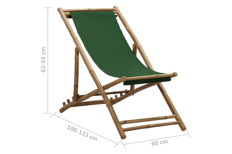 Solstol bambu och kanvas grön - Grön - Strandstol - Balkongstolar - Brassestol & campingstol