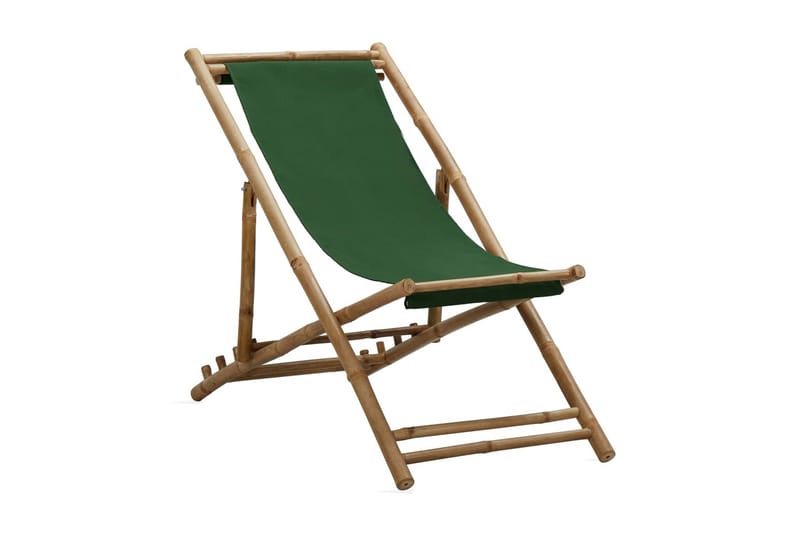 Solstol bambu och kanvas grön - Strandstol - Brassestol & campingstol - Balkongstolar