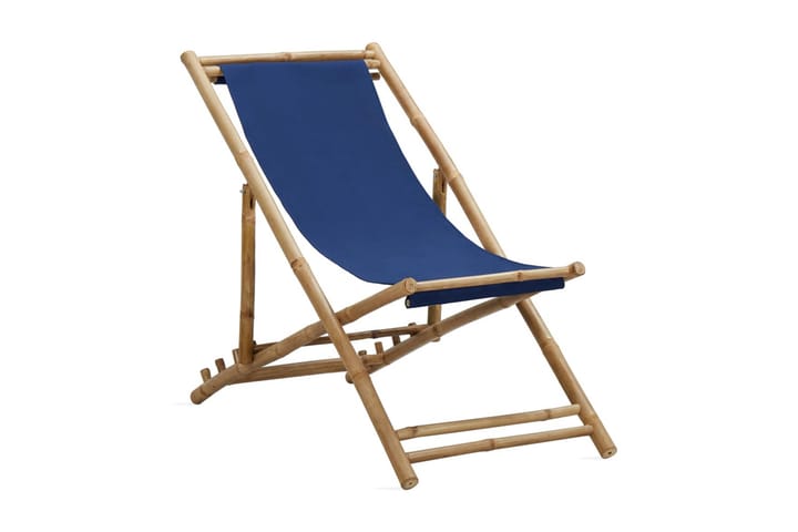 Solstol bambu och kanvas marinblå - Strandstol - Brassestol & campingstol - Balkongstolar