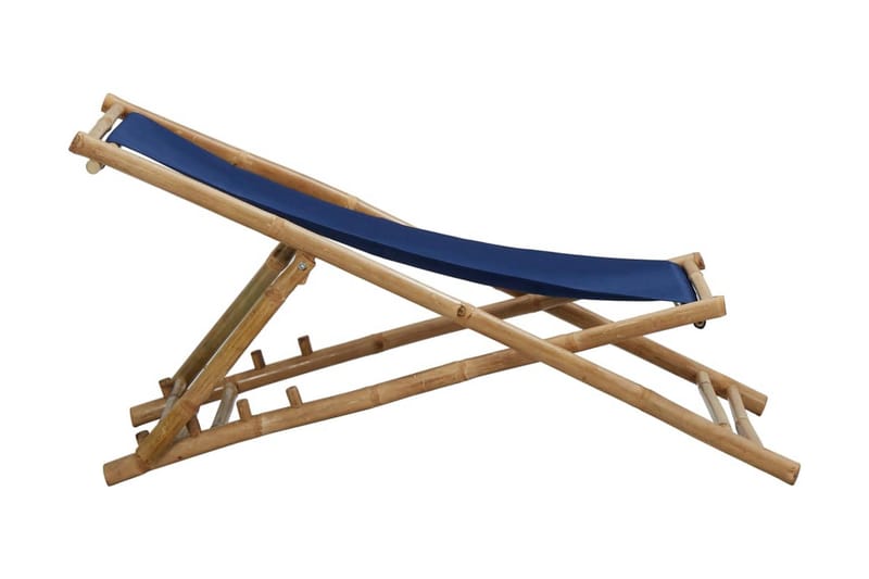 Solstol bambu och kanvas marinblå - Blå - Strandstol - Balkongstolar - Brassestol & campingstol