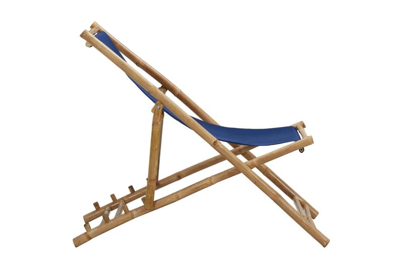 Solstol bambu och kanvas marinblå - Blå - Strandstol - Balkongstolar - Brassestol & campingstol