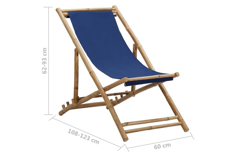 Solstol bambu och kanvas marinblå - Blå - Strandstol - Balkongstolar - Brassestol & campingstol