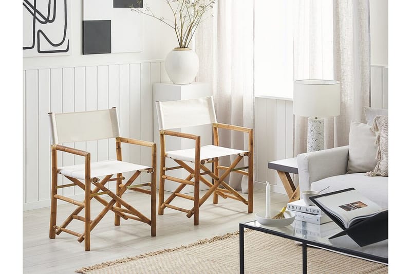 Trädgårdsstol 2 st ljust trä/beige MOLISE - Trä/natur - Utemöbler - Balkong - Balkongmöbler - Balkongstolar