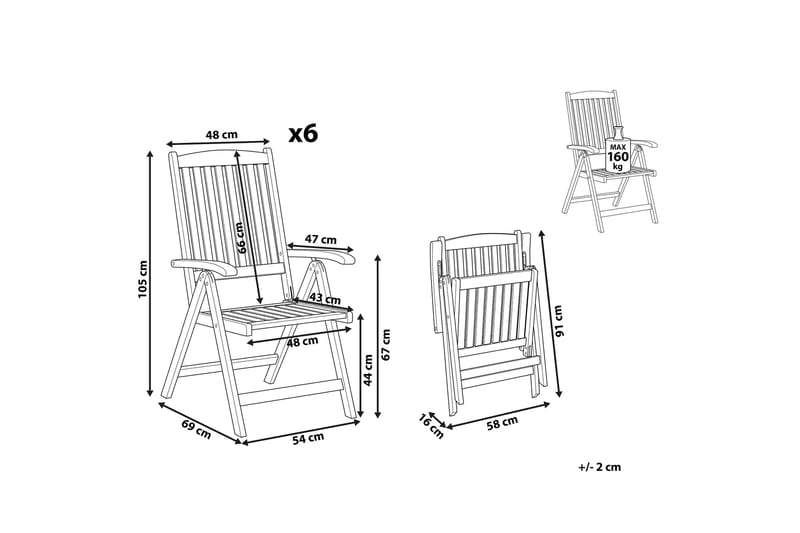 Trädgårdsstol 6 st akaciaträ ljusbrun JAVA - Trä/natur - Utemöbler - Balkong - Balkongmöbler - Balkongstolar