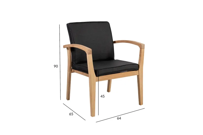 Utestol ROYAL 64x65xH90 mjuk vadderad svart textilin - Utemöbler - Balkong - Balkongmöbler - Balkongstolar