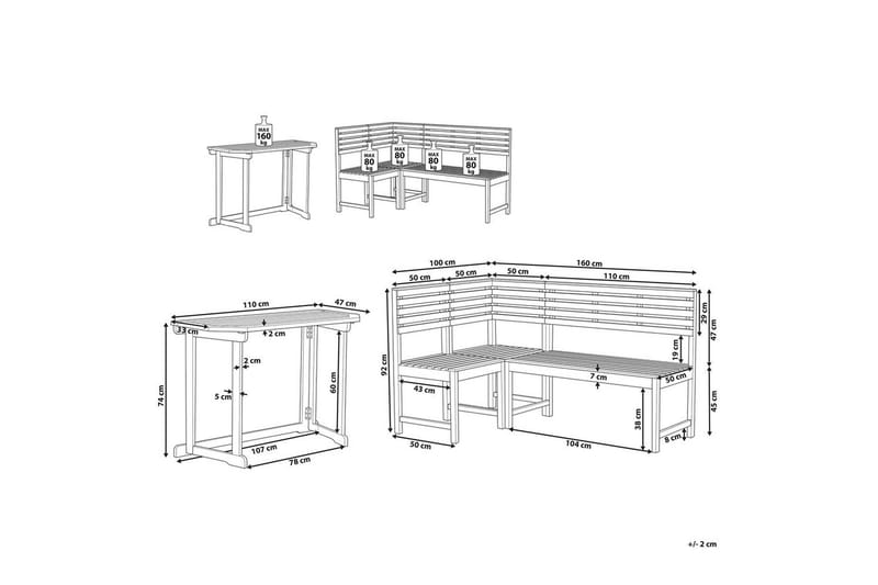 Bistro-set Treia - Utemöbler - Balkong - Balkongmöbler - Balkonggrupper