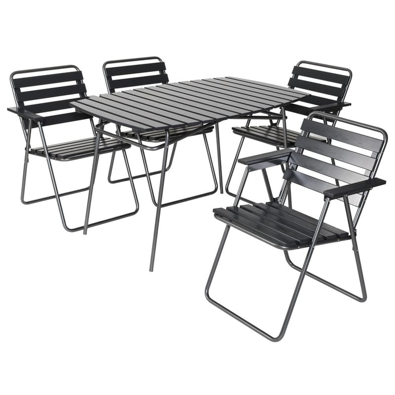 Bordsgruppset Varax Retro 403 + 4 st 305 Grå/Svart - Grå/Svart - Utemöbler - Balkong - Balkongmöbler - Balkonggrupper
