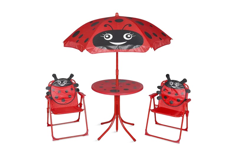 Cafébord för barn med parasoll 3 delar röd - Röd - Caféset - Balkonggrupper