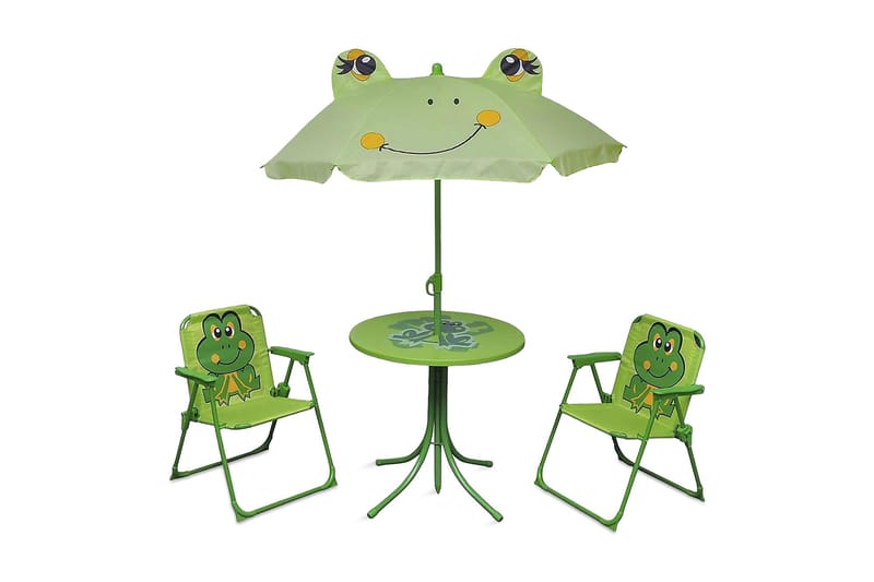 Cafébord för barn med parasoll 3 delar grön - Grön - Caféset - Balkonggrupper