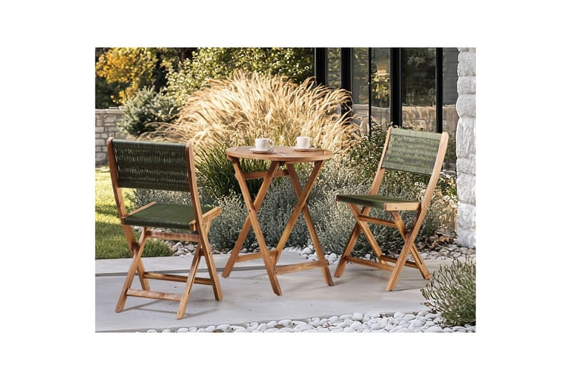 Cafégrupp Prossedi - Grönt, ljust trä - Utemöbler - Balkong - Balkongmöbler - Balkonggrupper