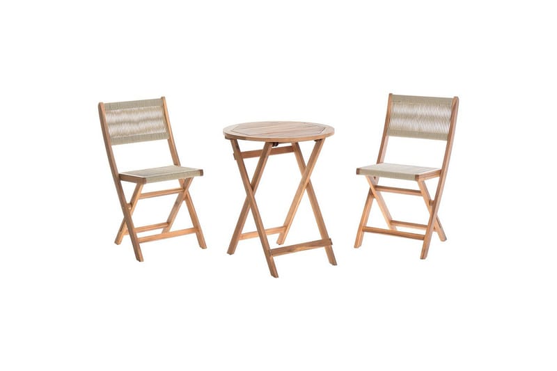 Cafégrupp Prossedi - Beige, ljust trä - Utemöbler - Balkong - Balkongmöbler - Balkonggrupper