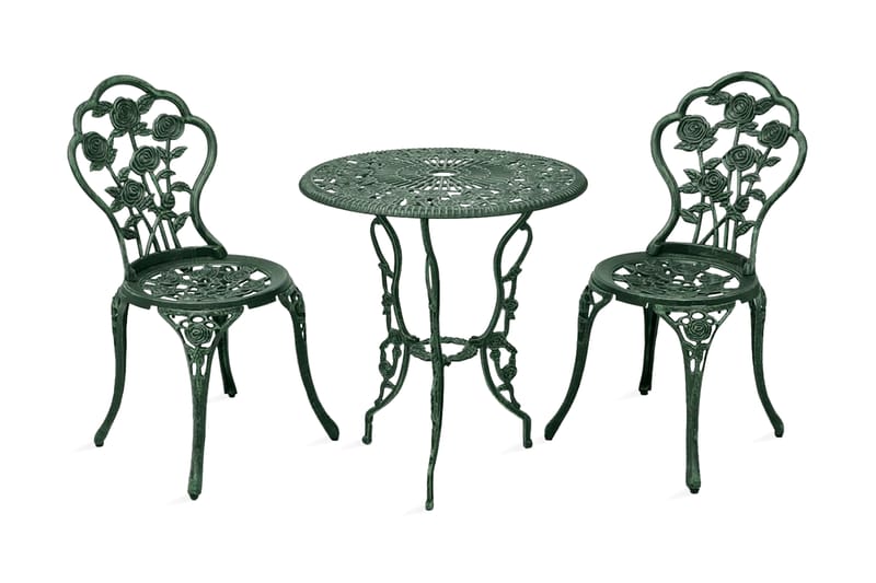 Caféset 3 delar gjuten aluminium grön - Grön - Balkonggrupper - Caféset