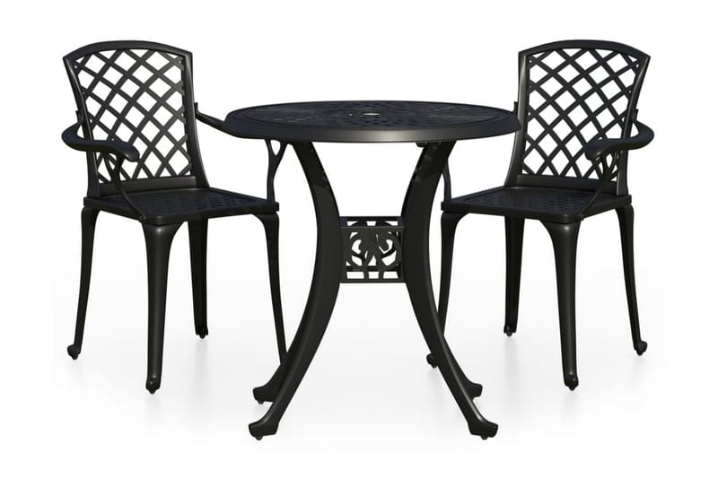 Caféset 3 delar gjuten aluminium svart - Svart - Utemöbler - Balkong - Balkongmöbler - Balkonggrupper