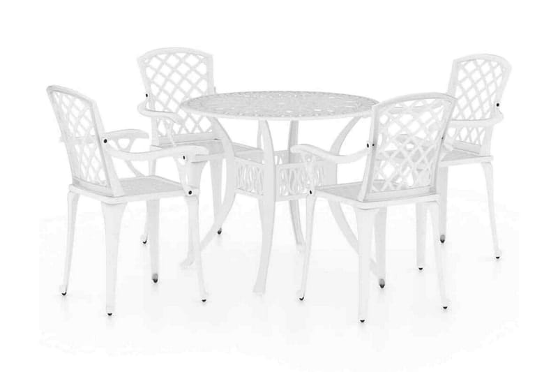Caféset 5 delar gjuten aluminium vit - Vit - Utemöbler - Balkong - Balkongmöbler - Balkonggrupper