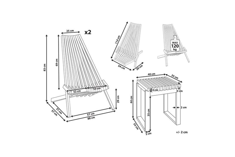 Cafeset Bellano - Utemöbler - Balkong - Balkongmöbler - Balkonggrupper