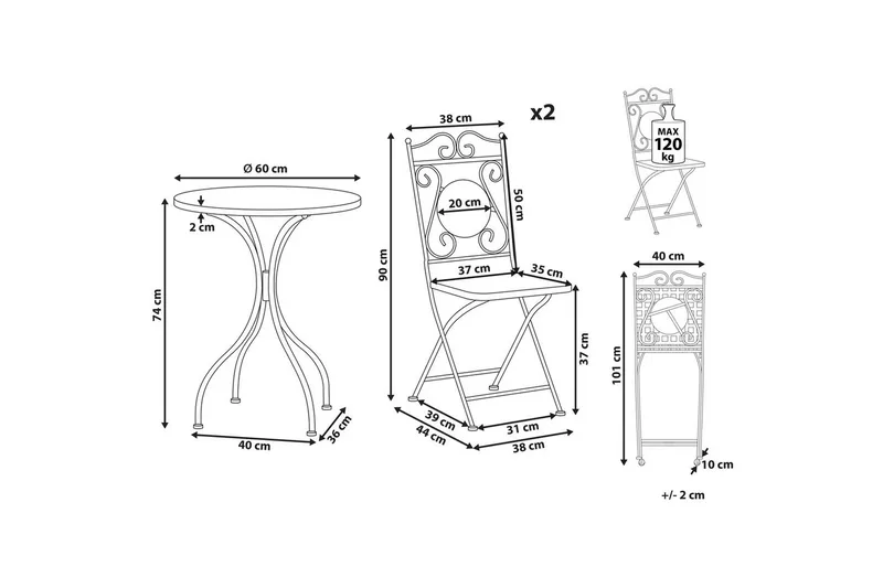 Cafeset Carpino - Utemöbler - Balkong - Balkongmöbler - Balkonggrupper